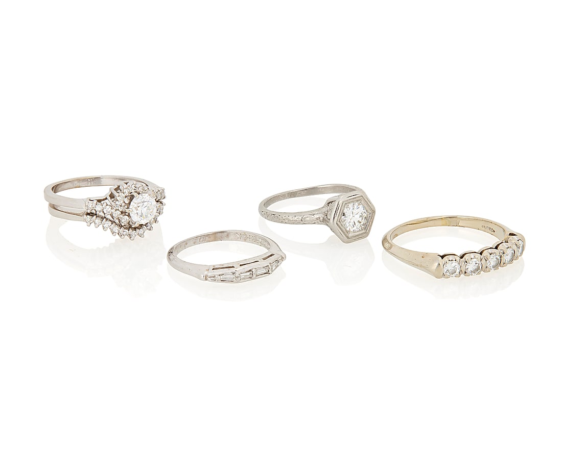 A Group of White Gold, Platinum and Diamond Rings (1 of 2)