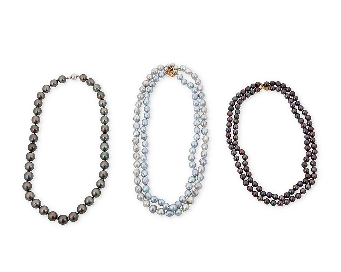 A Group of Three Colored Cultured Pearl Necklaces (1 of 4)