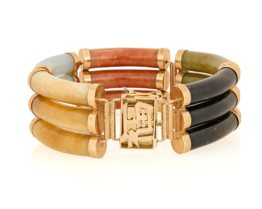 A 14K Gold and Jade Bracelet (1 of 2)