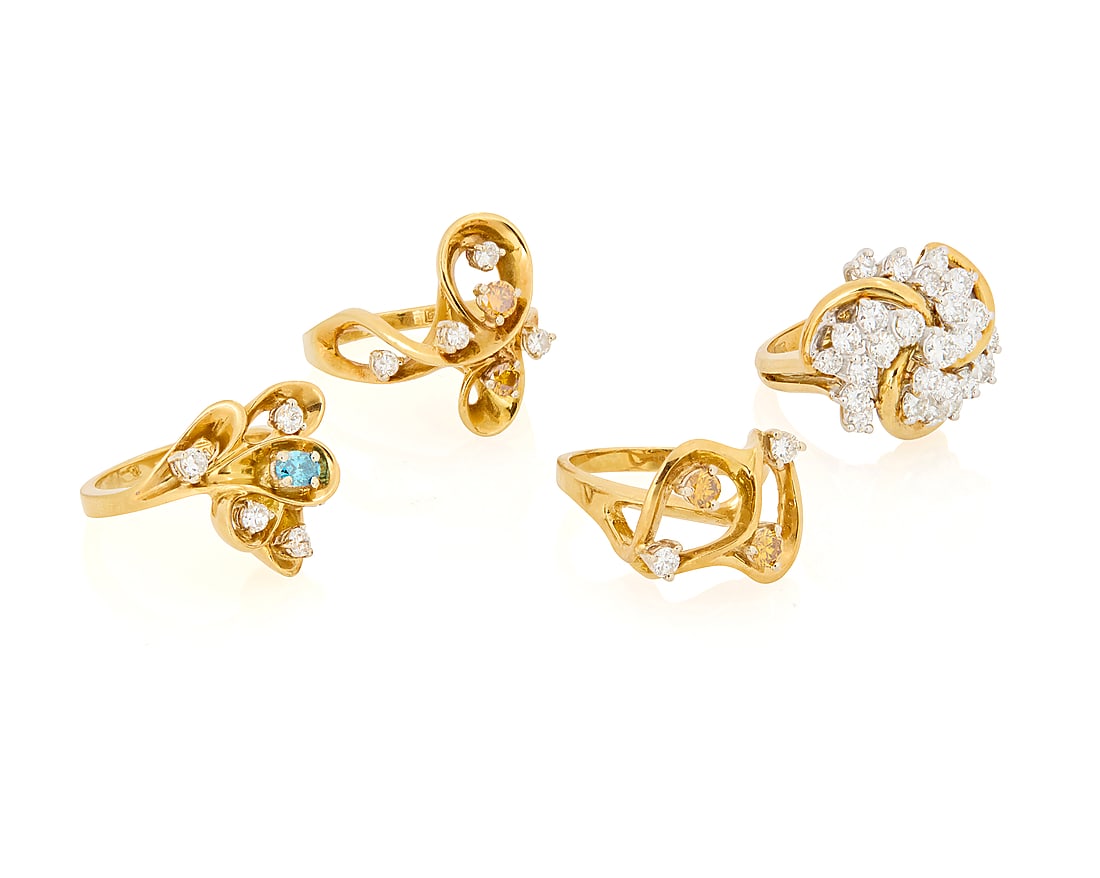 A Group of 18K Gold and Diamond Rings (1 of 2)