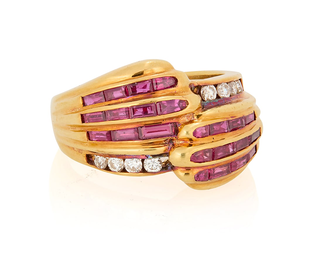 An 18K Gold, Ruby and Diamond Ring - 2