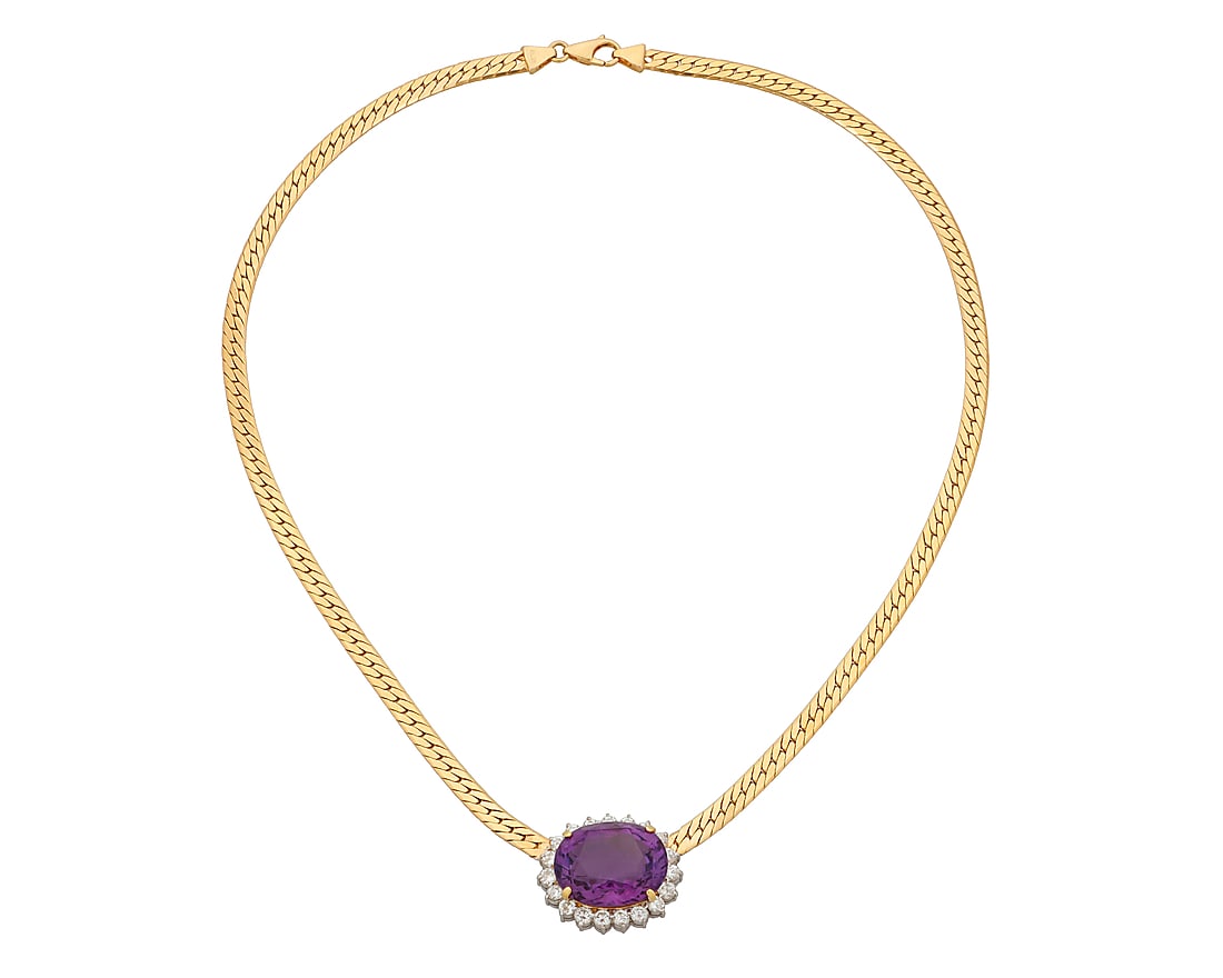 An 18K Bi-Color Gold, Amethyst and Diamond Necklace (1 of 3)