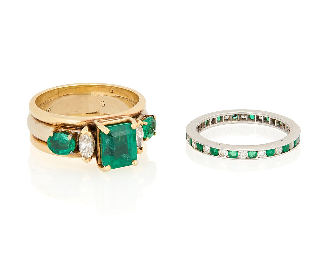 Two Emerald and Diamond Rings (1 of 2)