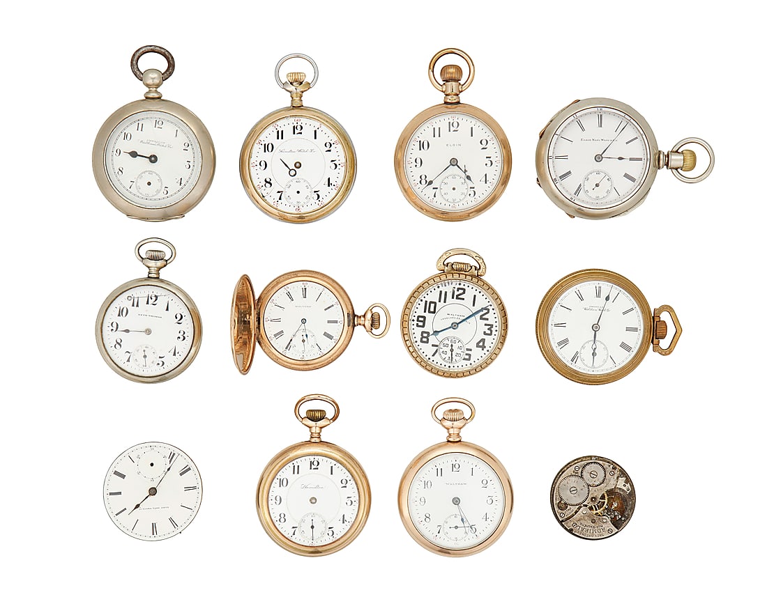 A Large Group of Miscellaneous American Pocket Watches and Parts (1 of 1)