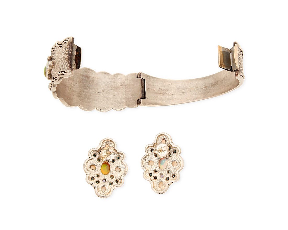A Sterling Silver, Opal and Colored Diamond Set - 2