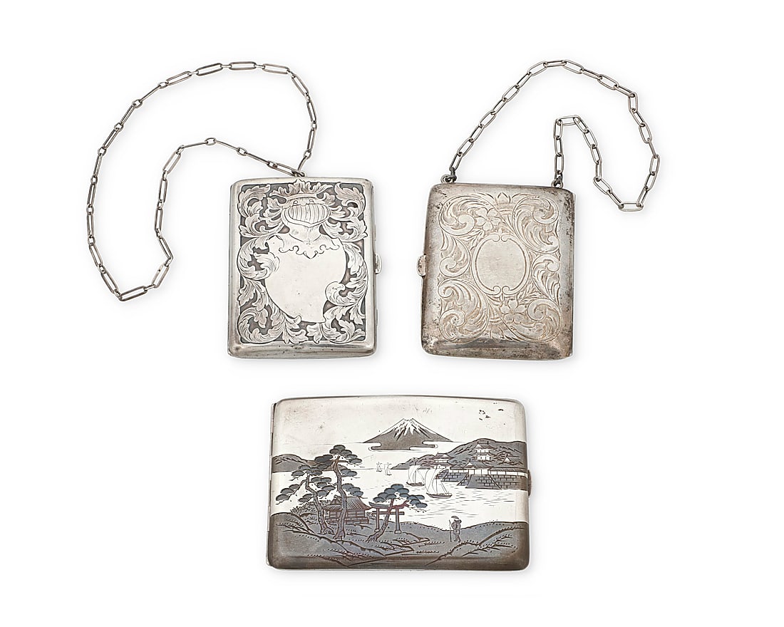 A Group of Chased Silver Boxes/Compacts (1 of 3)