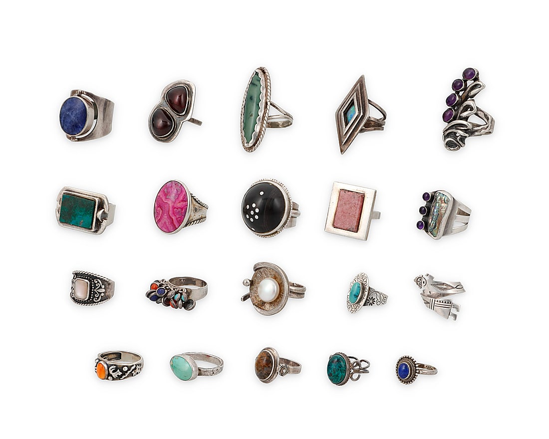 A Group of Silver and Set Stone Rings (1 of 1)