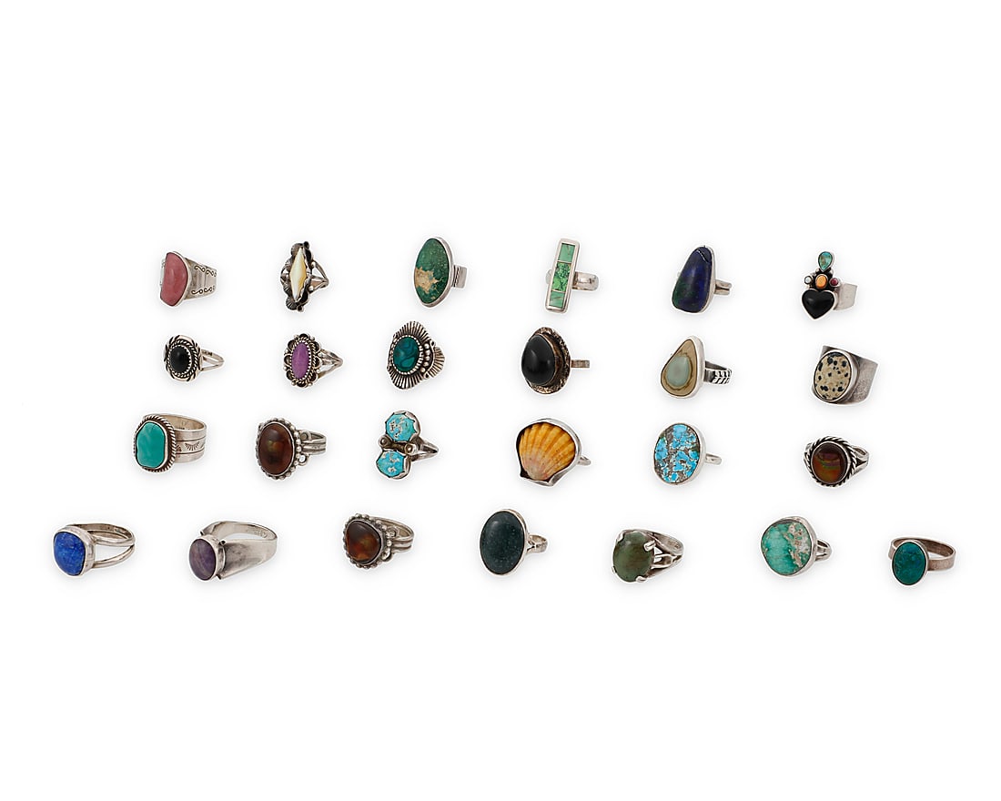 A Group of Silver and Set Stone Rings (1 of 1)