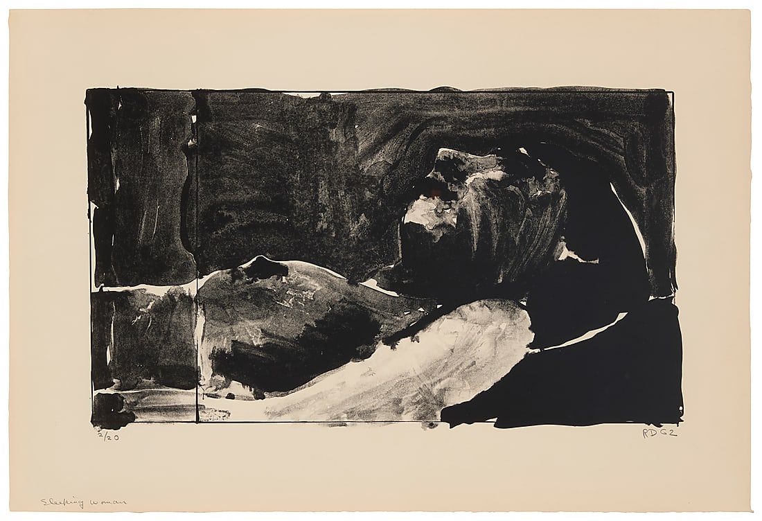 Richard Diebenkorn (1922-1993), "Reclining Woman," 1962: Richard Diebenkorn (1922-1993) "Reclining Woman," 1962 Lithograph on paper Edition: 2/20 (there were also 9 Tamarind impressions) Signed with initials, titled "Sleeping Woman," dated "62," and numbere