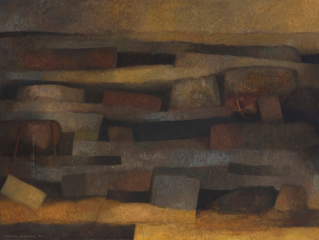 Clinton Adams (1918-2002), Untitled, 1961: Clinton Adams (1918-2002) Untitled, 1961 Oil on canvas Signed and dated lower left: Clinton Adams '61 36.25" H x 48" W Provenance: Sold: Clarks Fine Art & Auctioneers, Tarzana, CA, December 15, 2002,