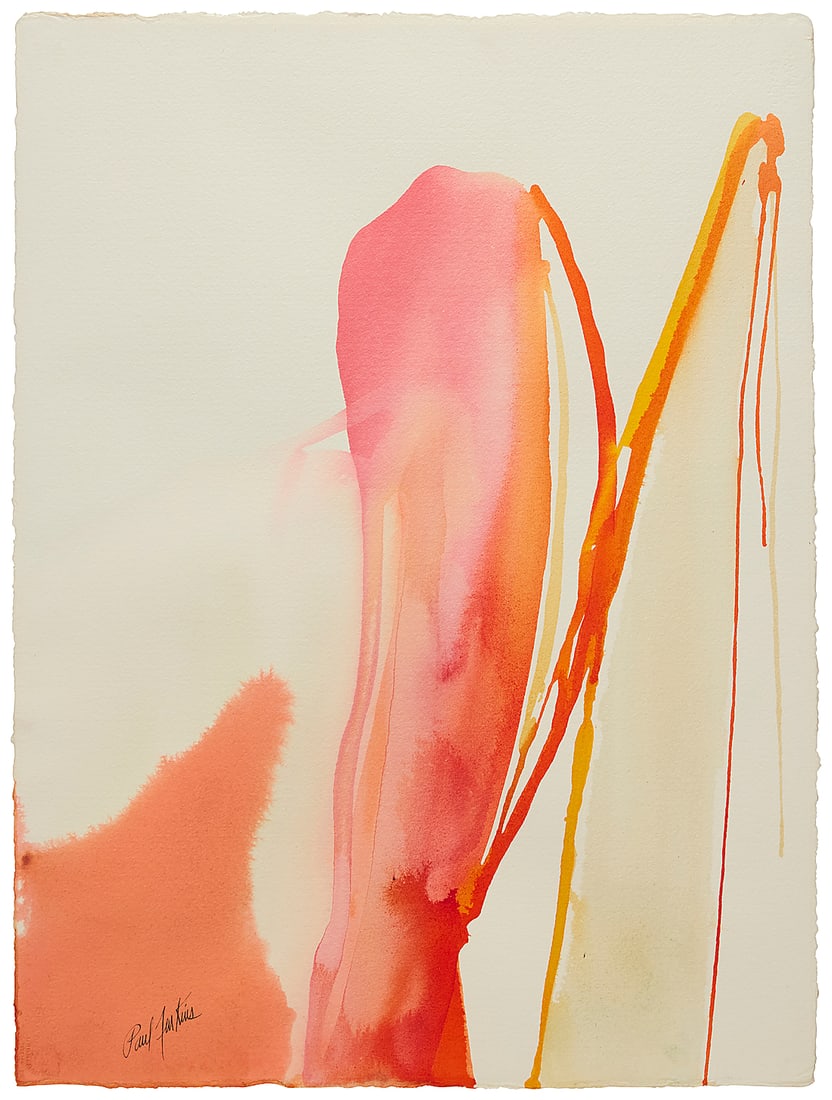 Paul Jenkins (1923-2012), "Phenomena Devil Punch," 1964: Paul Jenkins (1923-2012) "Phenomena Devil Punch," 1964 Watercolor on paper Signed in ink lower left: Paul Jenkins; signed again, titled, dated, and inscribed in ink, all verso: "New York 1964" Sheet: 