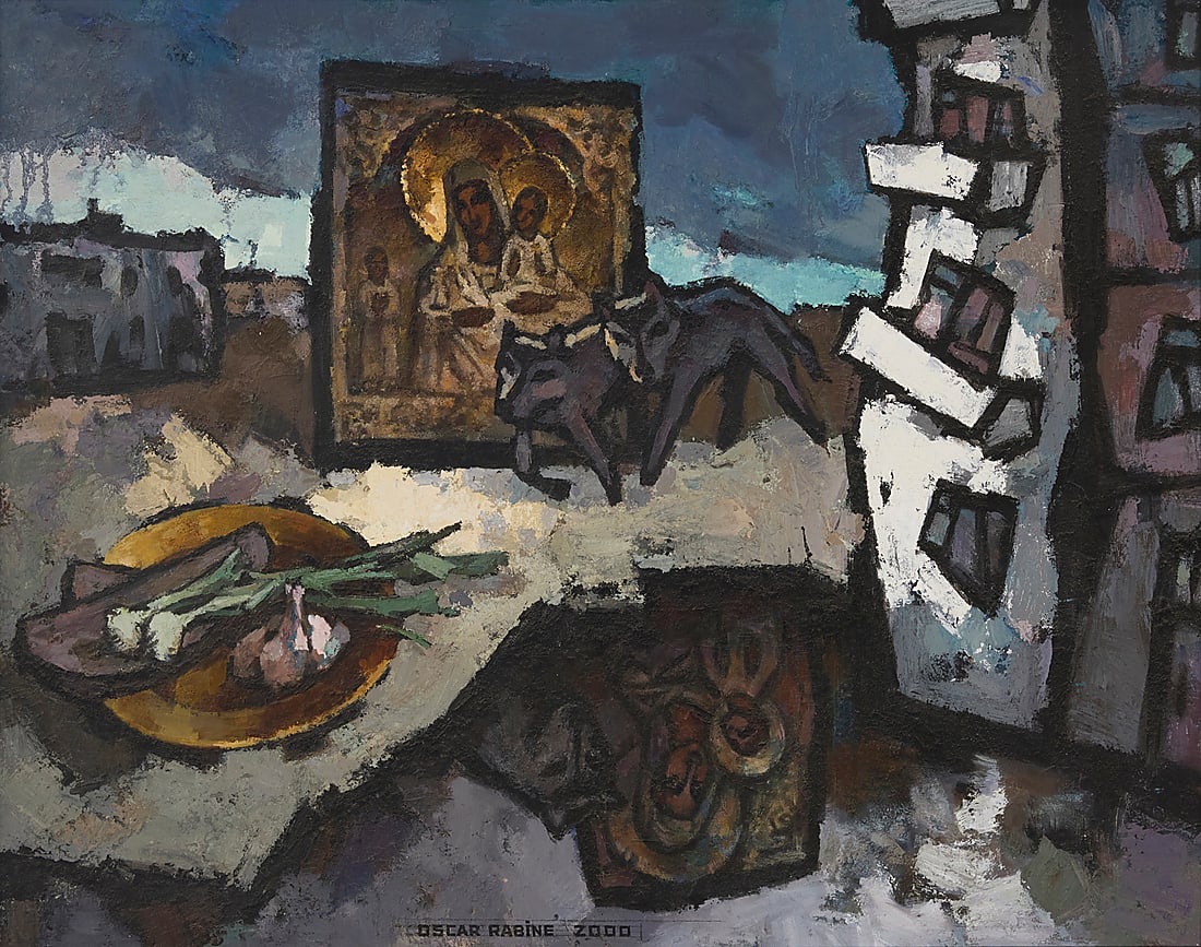 Oscar Rabin (1928-2018), "Landscape with New Houses, Icon, Vegetables and Wolves," 2000 (1 of 7)