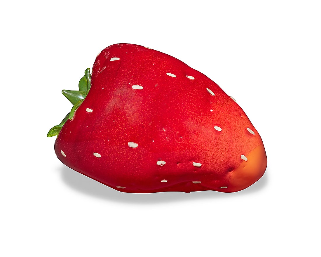 Flora C. Mace (b. 1949) & Joey Kirkpatrick (b. 1952), A blown glass strawberry, late 20th century (1 of 5)