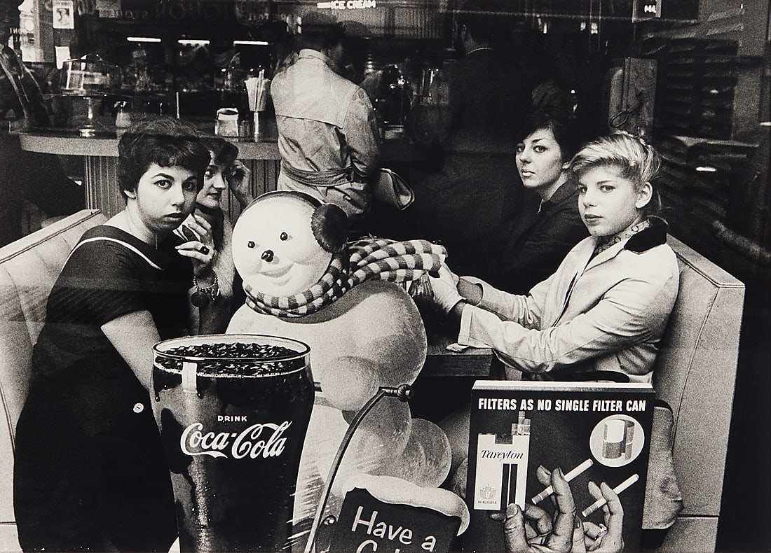 William Klein (1928-2022), "Office Girls & Snowman, New York," 1955: William Klein (1928-2022) "Office Girls & Snowman, New York," 1955 Gelatin silver print on paper From the edition of unknown size Signed, alternatively titled, dated, and inscribed in pencil, all