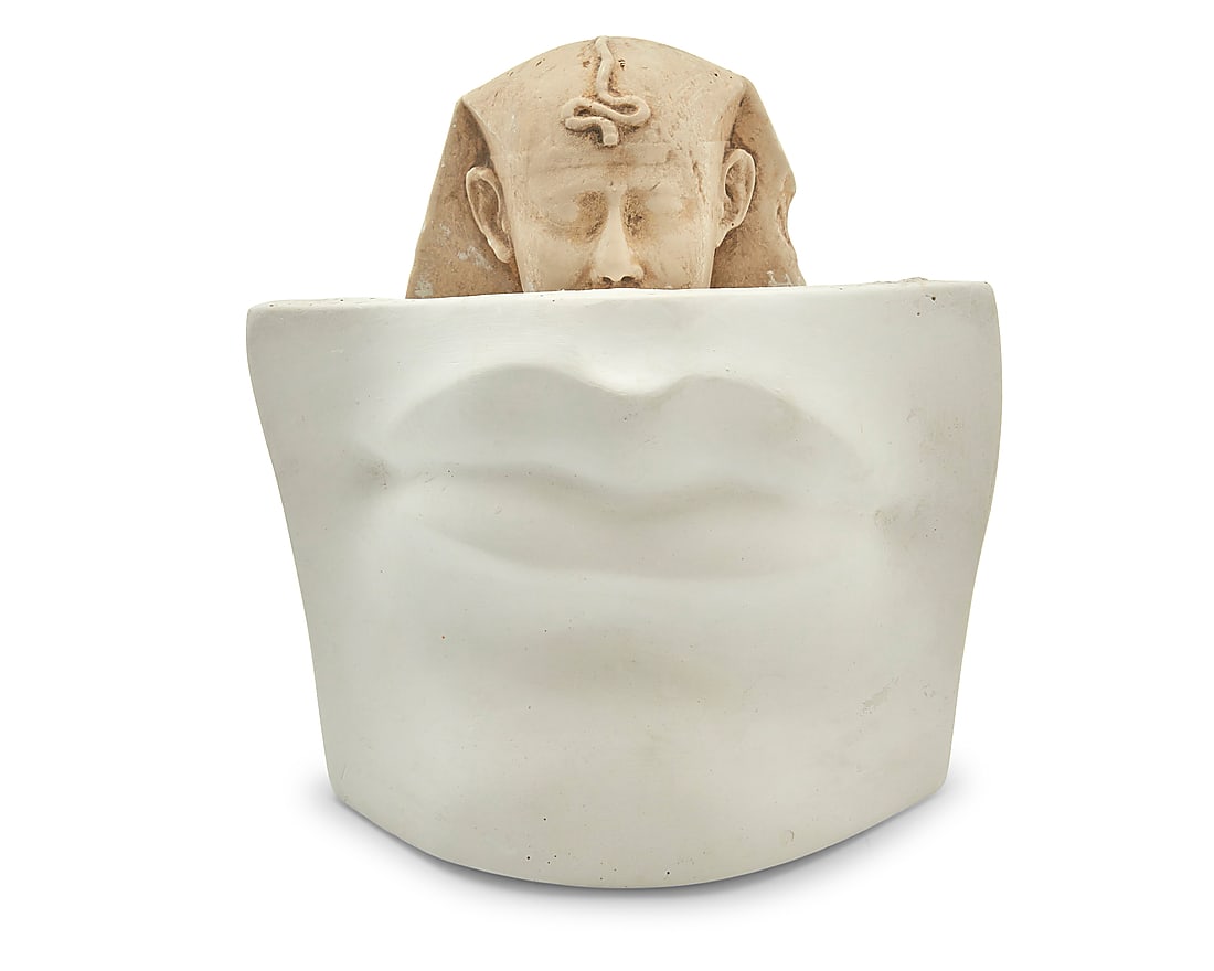 Fred Wilson (b. 1954), Untitled: Fred Wilson (b. 1954) Untitled Plaster With incised signature and inscription: Sculpture House / FRED WILSON 101; signed again in pencil verso: FRED wilson; with incised figural illustration 8" H x