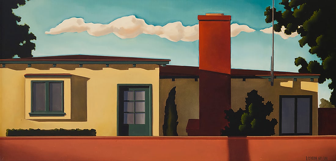 R. Kenton Nelson (b. 1954), "Over Garcia's Wall": R. Kenton Nelson (b. 1954) "Over Garcia's Wall" Oil on Masonite Signed lower right: R. Kenton Nelson; titled on the handwritten card from the artist and the sales invoice that accompanies this lot 12"