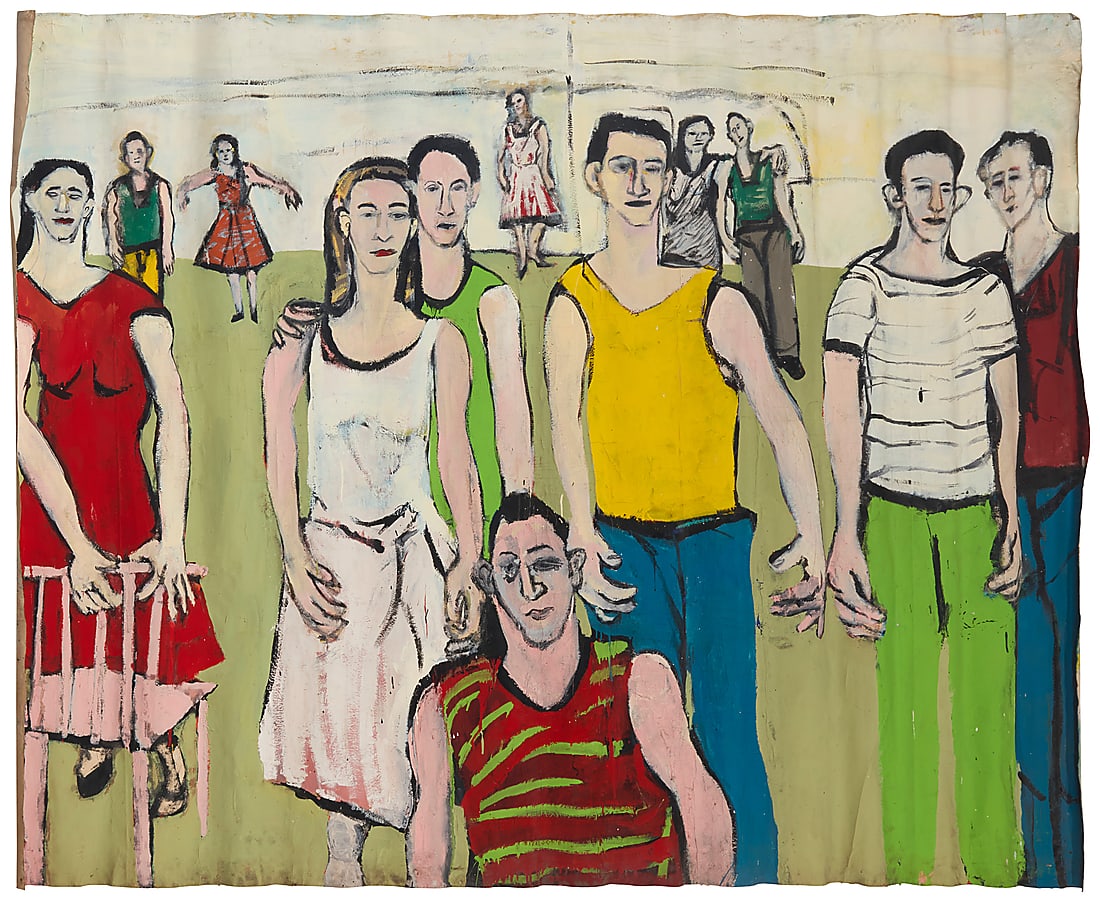 Judy Glantzman (b. 1956), Untitled: Judy Glantzman (b. 1956) Untitled Enamel on unstretched canvas Unsigned 70.5" H x 89.5" W Provenance: The artist Civilian Warfare Gallery, New York, New York Selections from the Estate