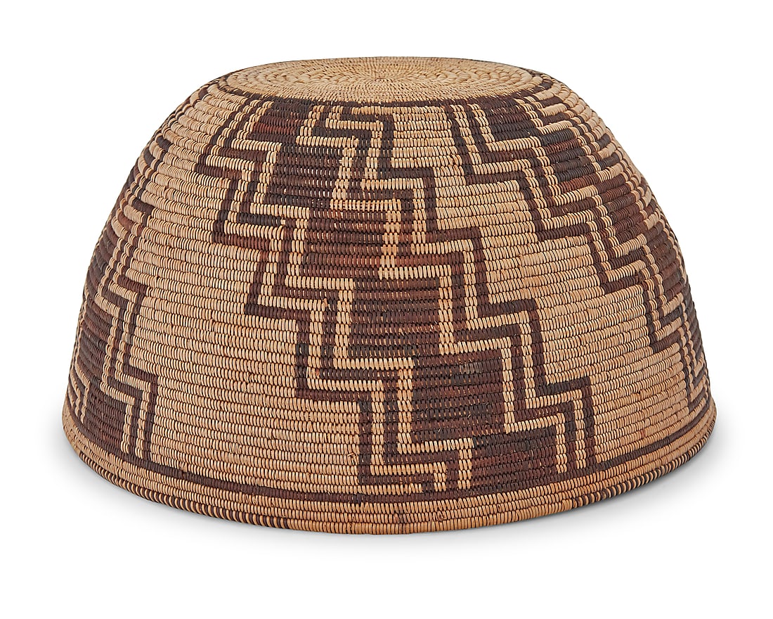 A Mamie Gregory Panamint Shoshone polychrome basketry hat (1 of 6)