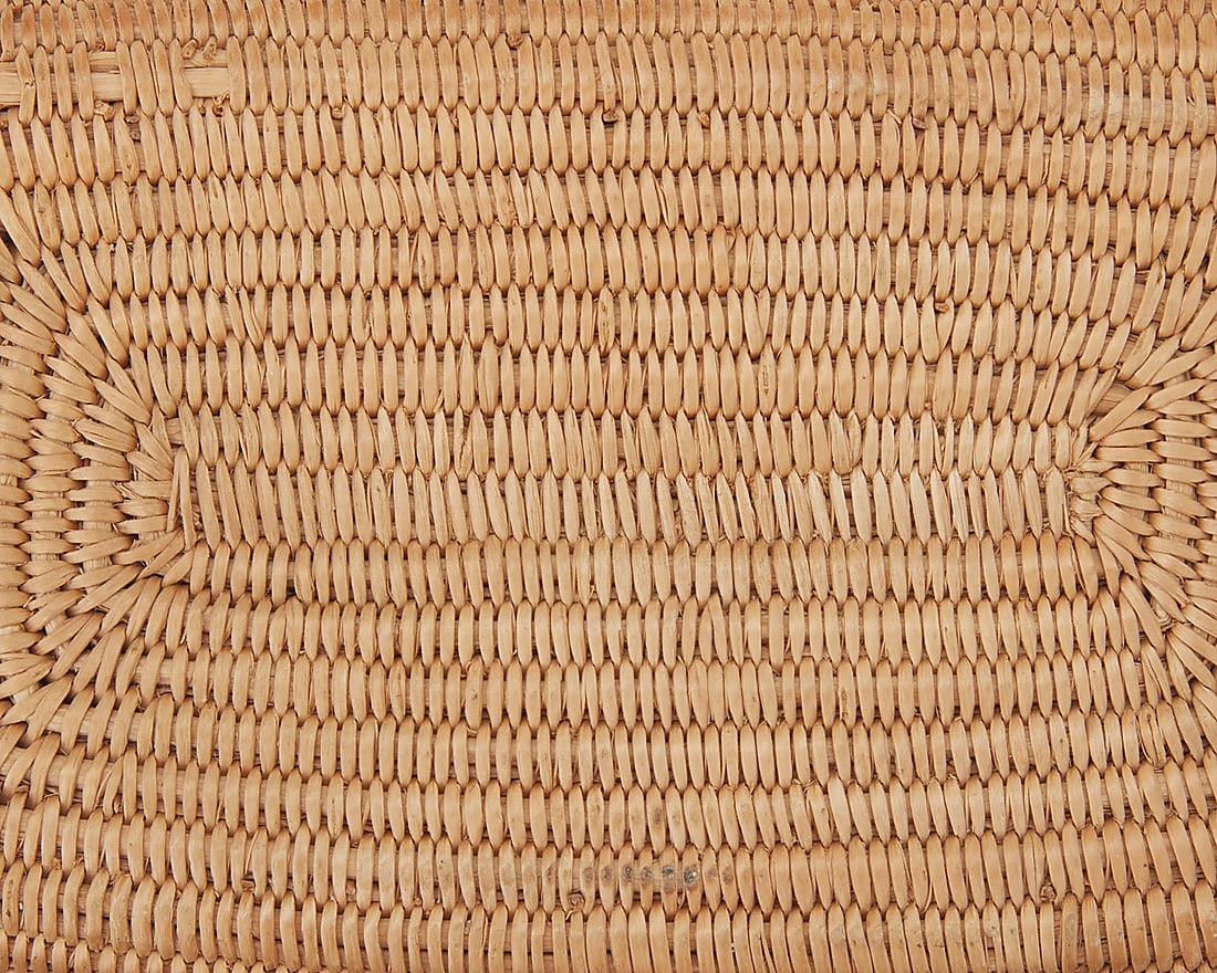 A Panamint Shoshone polychrome basketry rectangular bowl - 6