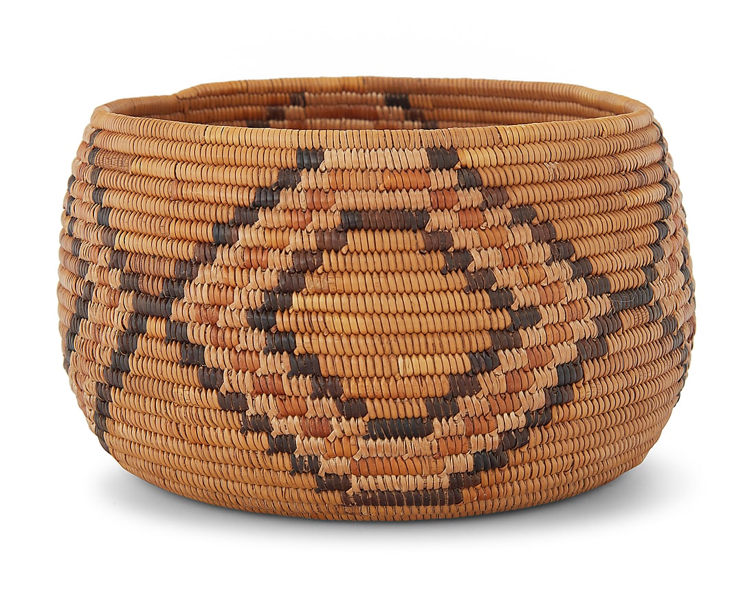 A California Mission polychrome basketry bowl (1 of 6)