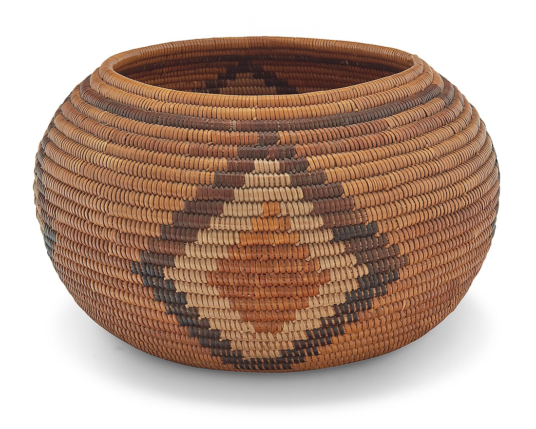 A California Luiseño Mission polychrome basketry bowl (1 of 6)