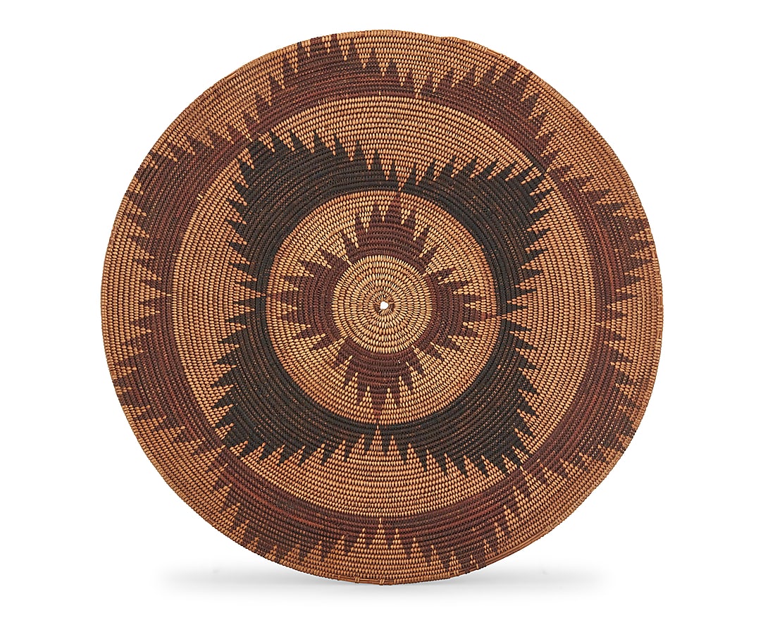 A Miwok polychrome basketry gambling tray (1 of 6)