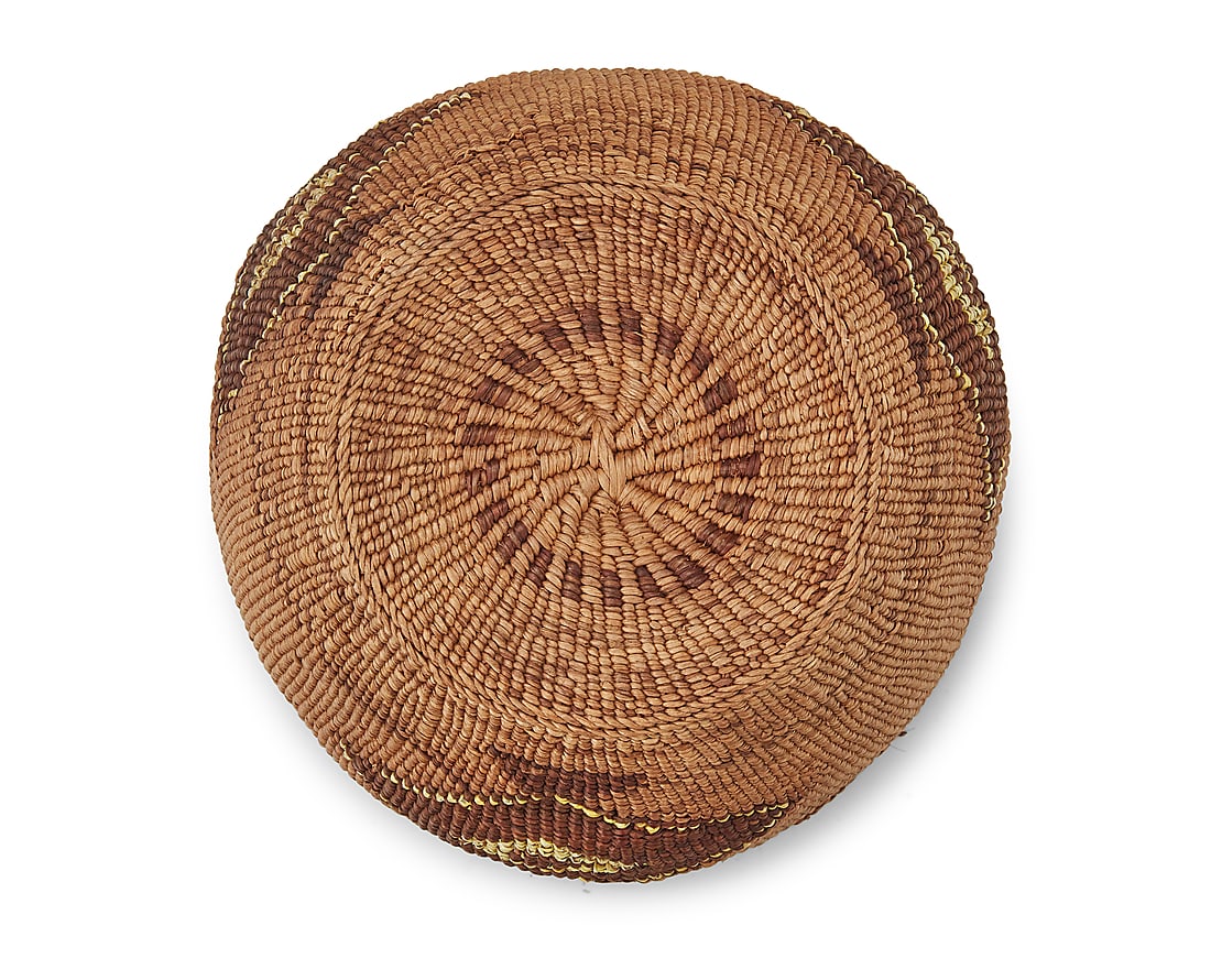 A Klamath polychrome basketry hat - 3
