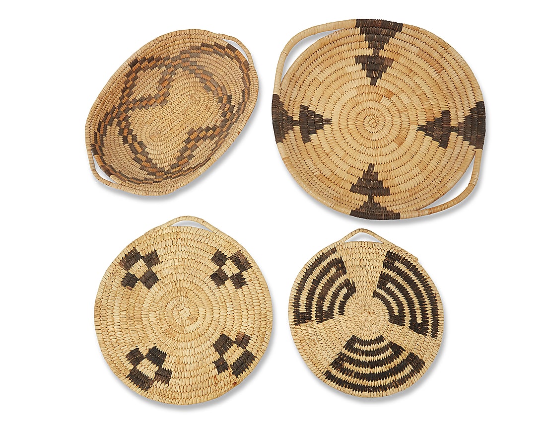 Four Papago basketry trays (1 of 4)