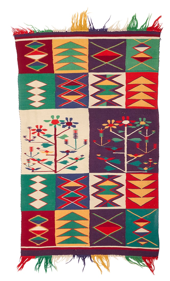 A Navajo Germantown pictorial Sunday saddle blanket (1 of 3)