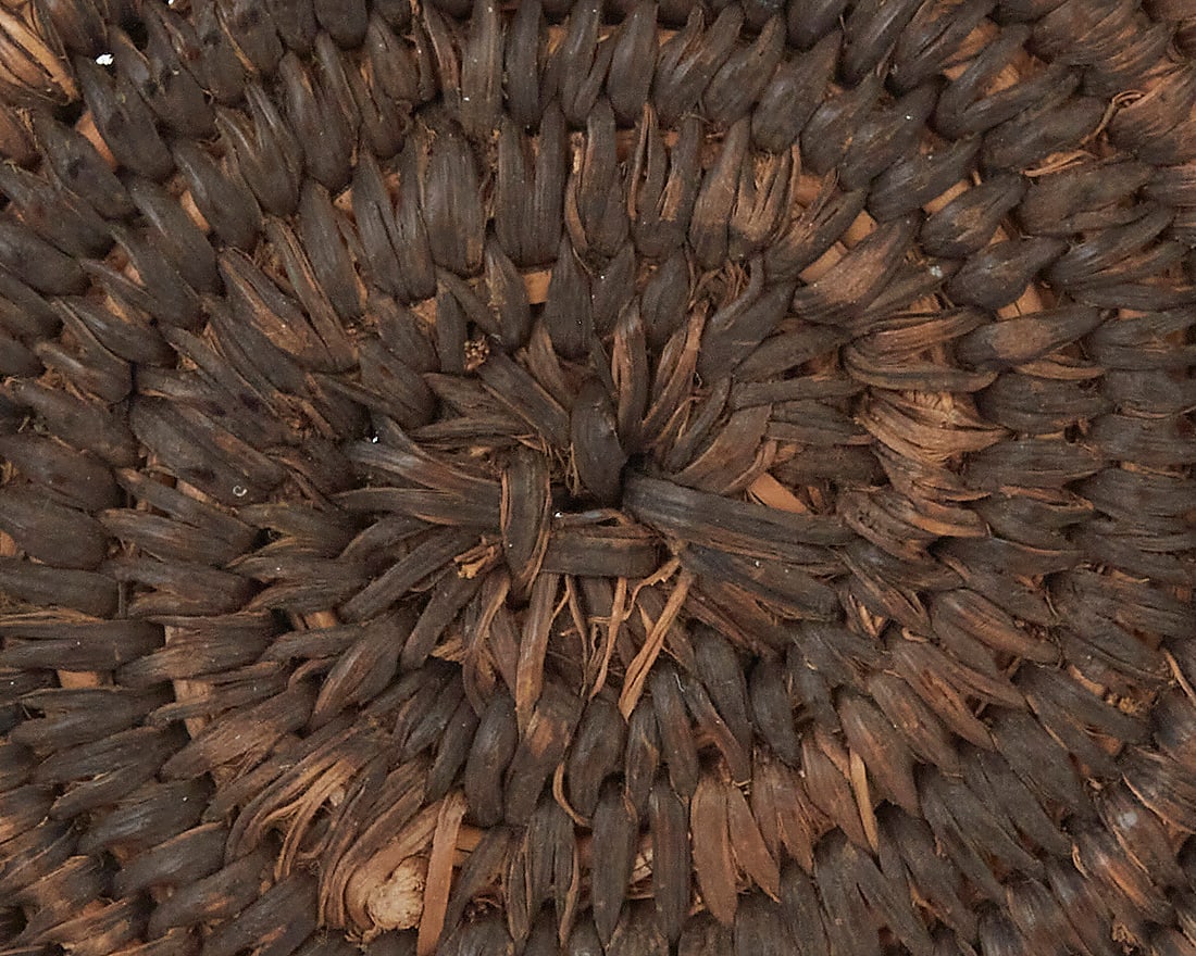 A large Apache polychrome basketry olla - 9