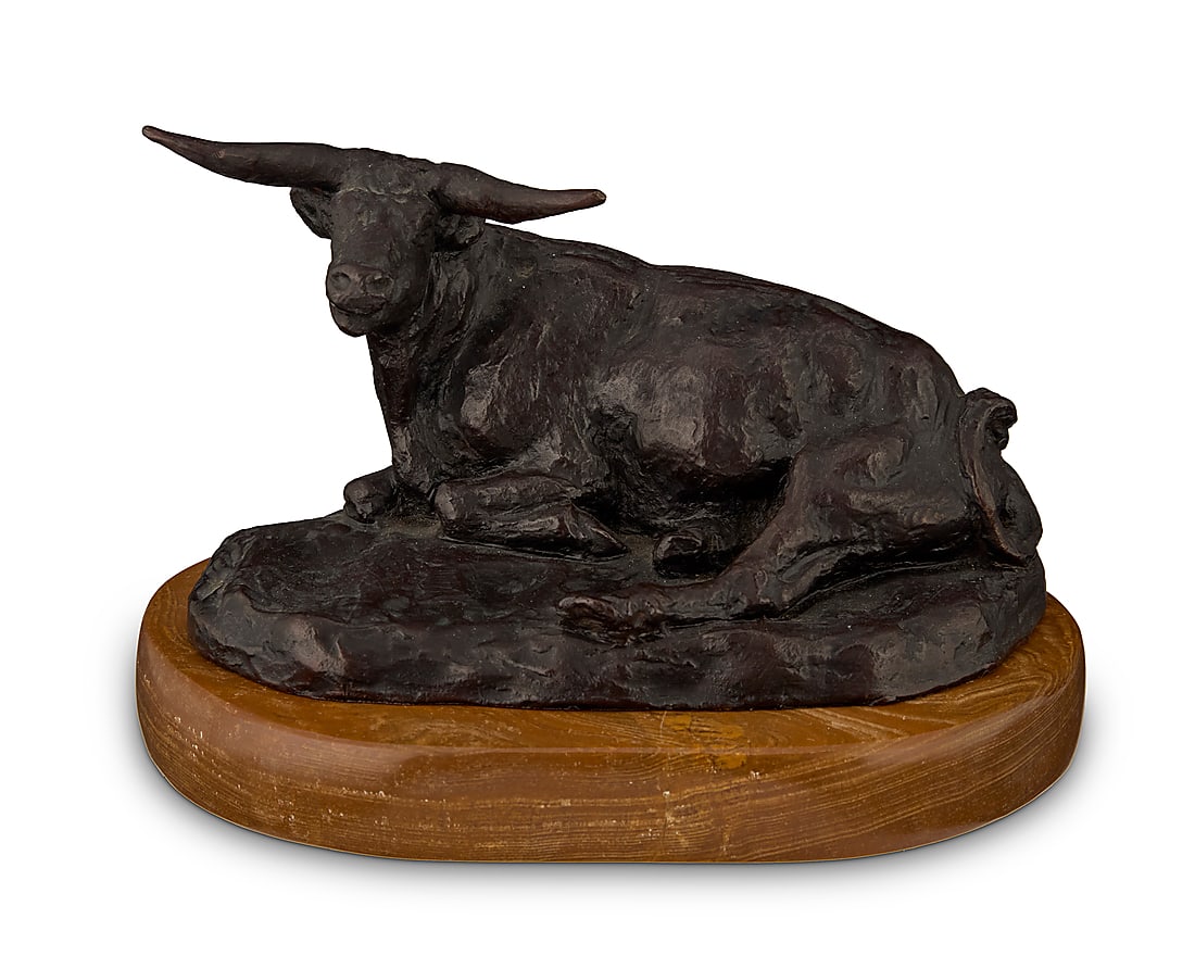 Charles Marion Russell (1864-1926), "Reclining Steer," modeled 1924 (1 of 7)
