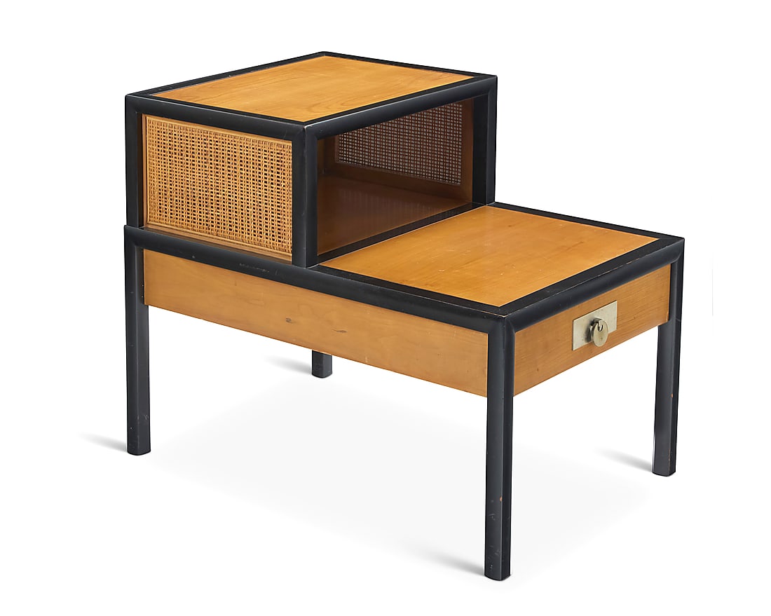 A Baker Furniture wood and caned side table (1 of 9)
