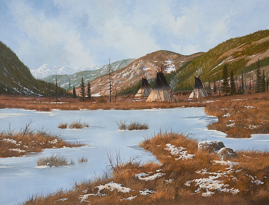 Gerald Lilly (b. 1943), "Signs of Winter (Ute Indians - Rawlins Pass, Colorado)" (1 of 6)