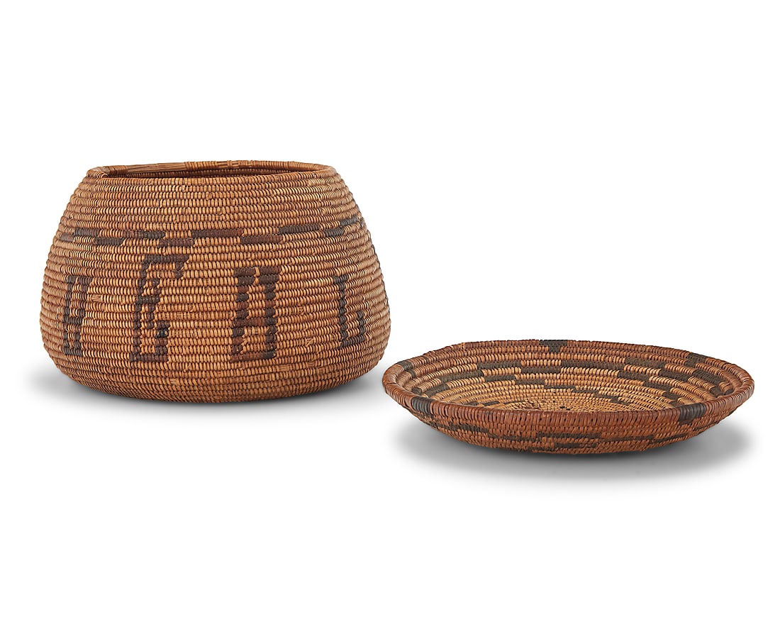 A California Mission basketry bowl and tray (1 of 9)
