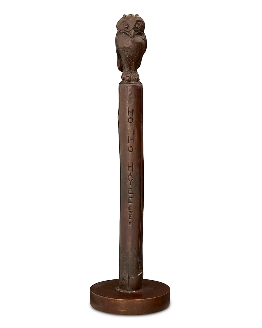 Charles Marion Russell (1864-1926), "Ho Ho Hayeeeee" or "Nancy's Hikin' Stick," 1964: Charles Marion Russell (1864-1926) "Ho Ho Hayeeeee" or "Nancy's Hikin' Stick," 1964 Patinated bronze Edition: 14/50 Signed, numbered, titled, and dated in the casting: BY C.M. RUSSELL; foundry mark:
