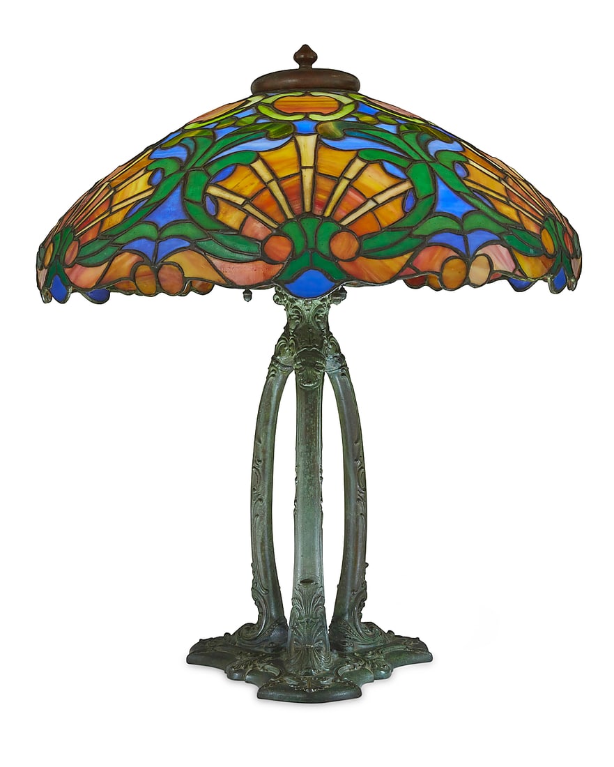 A Duffner & Kimberly 'Art Nouveau' slag glass lamp (1 of 12)