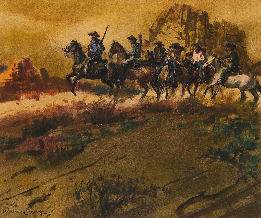 William George (b. 1930), Cowboys in red bandanas on horseback (1 of 5)