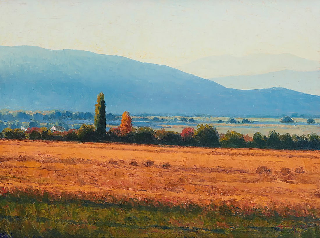 Douglas Aagard (20th/21st Century), "Payson Heights" (Arizona), 2005: Douglas Aagard (20th/21st Century) "Payson Heights" (Arizona), 2005 Oil on canvas Signed lower right: Aagard; signed again, titled, and dated "8/2005," all on the stretcher 18" H x 24" W