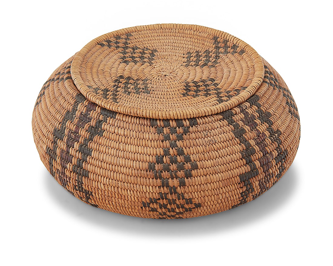 A Yokuts polychrome lidded basket - 2