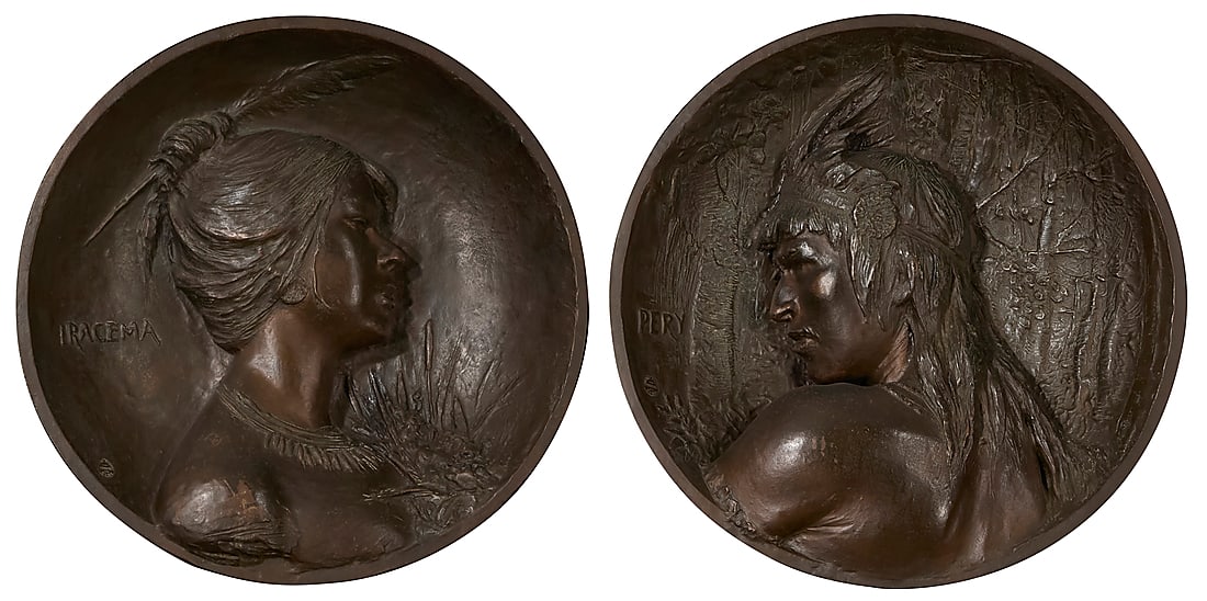 A pair of French patinated bronze plaques: "Pery" and "Iracema" (1 of 10)