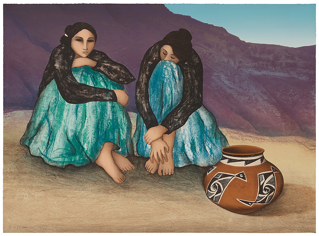 R.C. Gorman (1932-2005, Navajo/Dine), "Chinle" 1982: R.C. Gorman (1932-2005, Navajo/Dine) "Chinle" 1982 Lithograph in colors on wove paper Edition: 52/225 Signed, dated, and numbered in pencil, in the lower left and lower right corners: R. C. Gorman