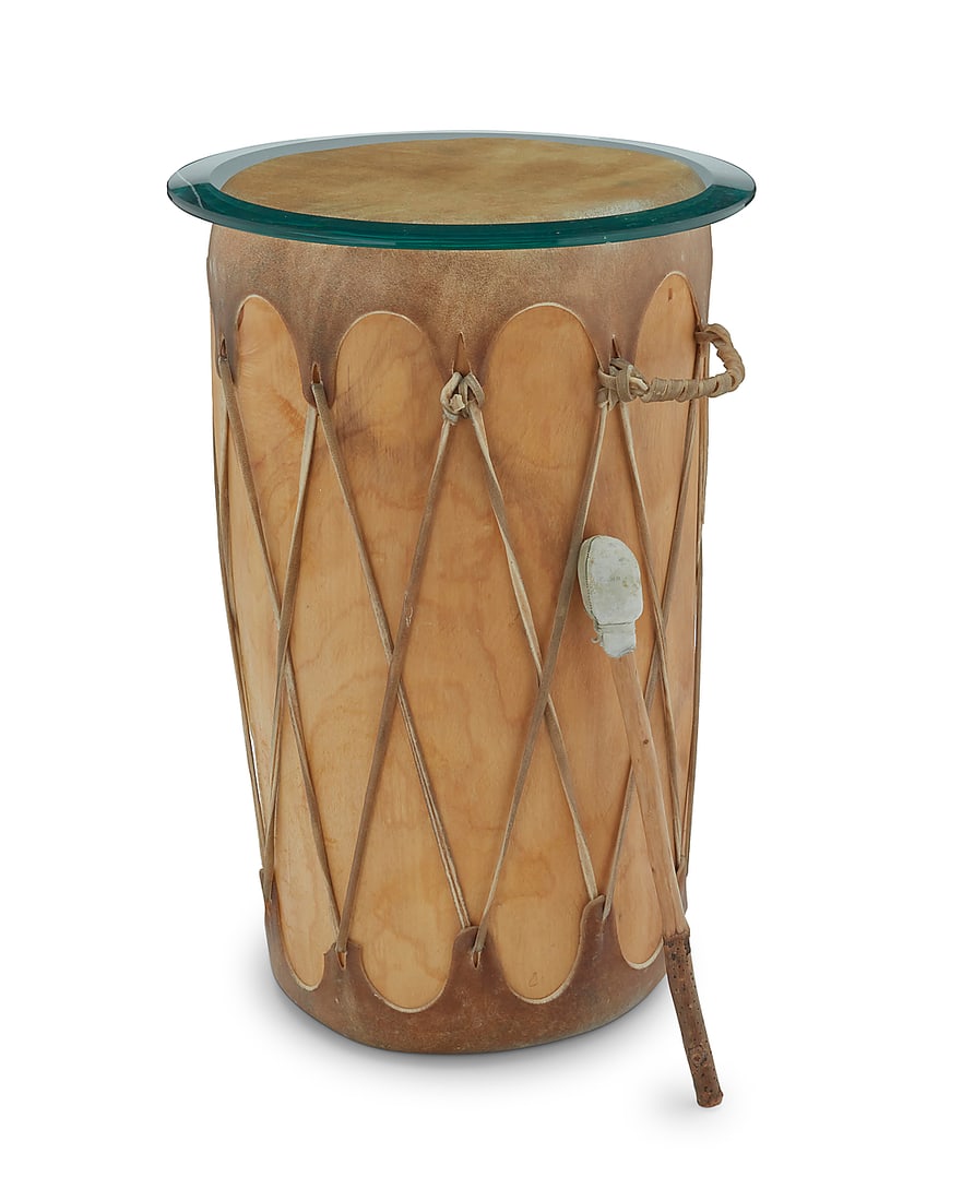 A Native American hide drum as a side table (1 of 5)