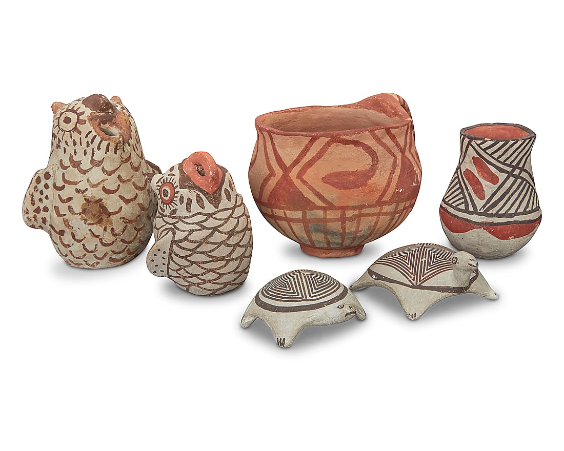 A group of six small Southwest Pueblo pottery items (1 of 6)