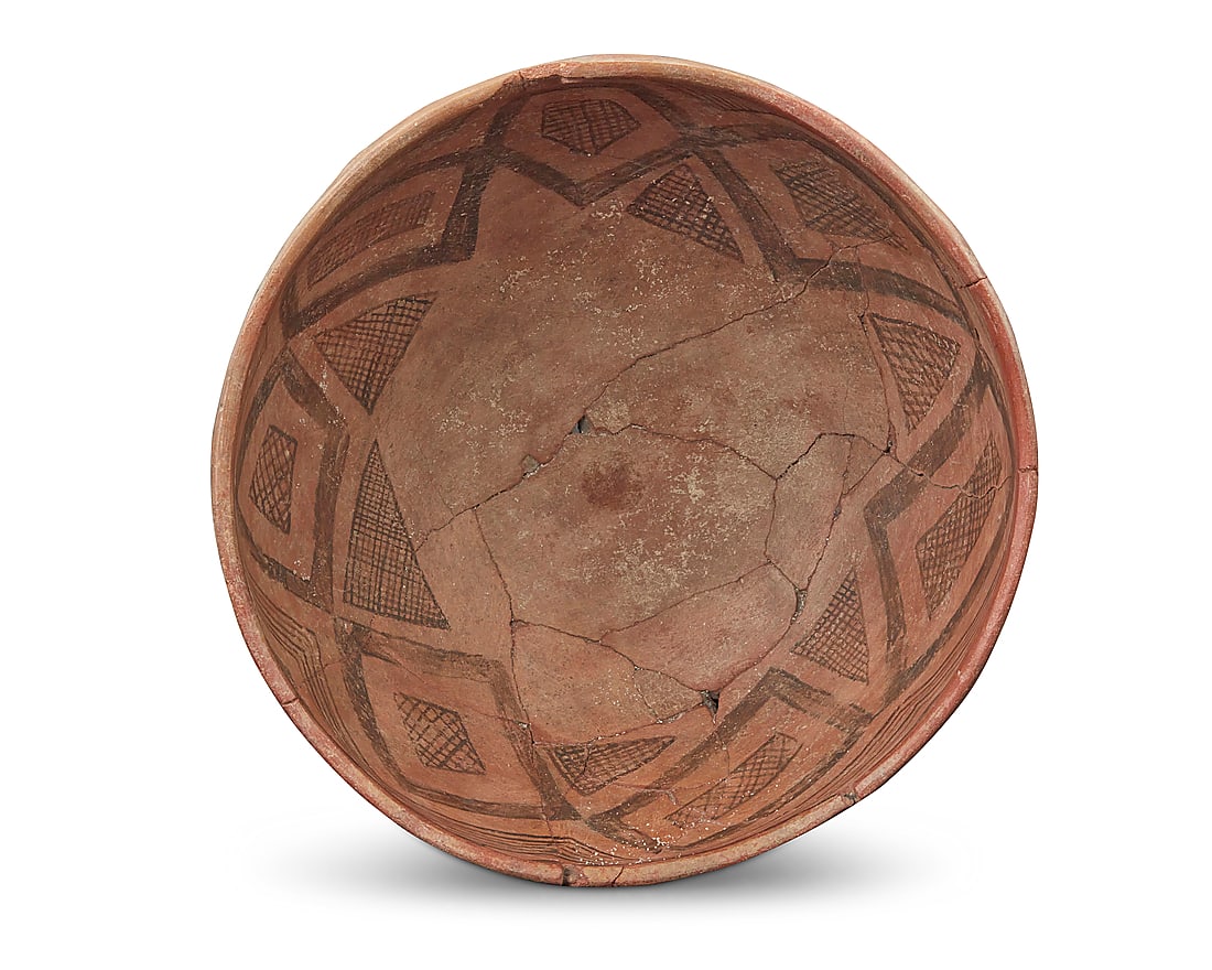 An Anasazi black on red pottery bowl (1 of 4)