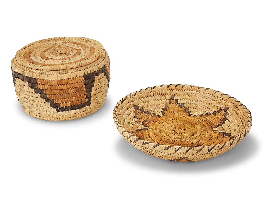 Two Papago polychrome basketry vessels - 2