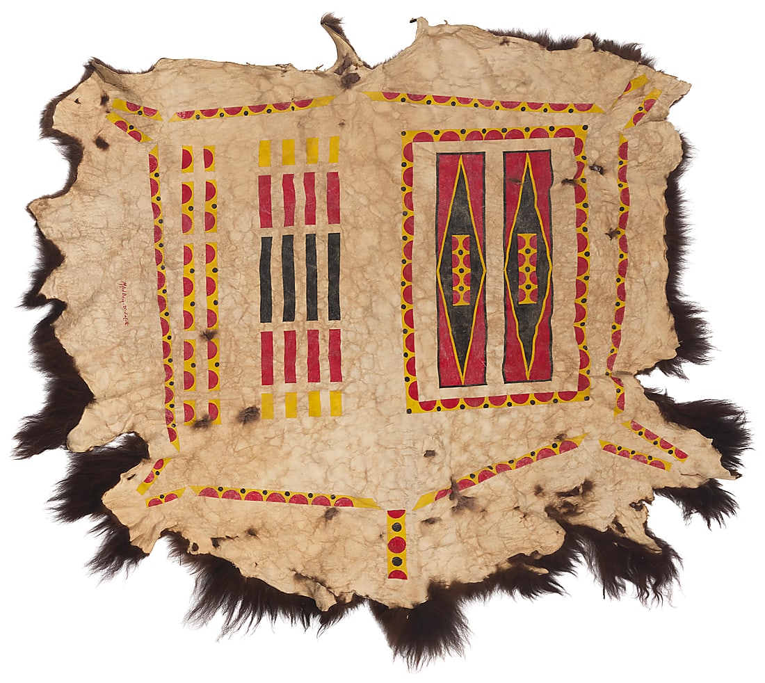 Martin Red Bear (b. 1947, Oglala/Sicangu Lakota), A painted buffalo robe, 1995 (1 of 3)