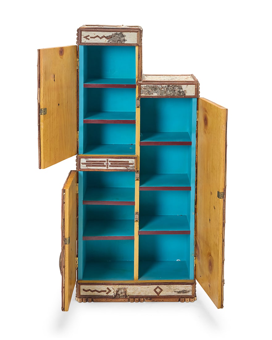 A rustic birch bark cabinet - 7