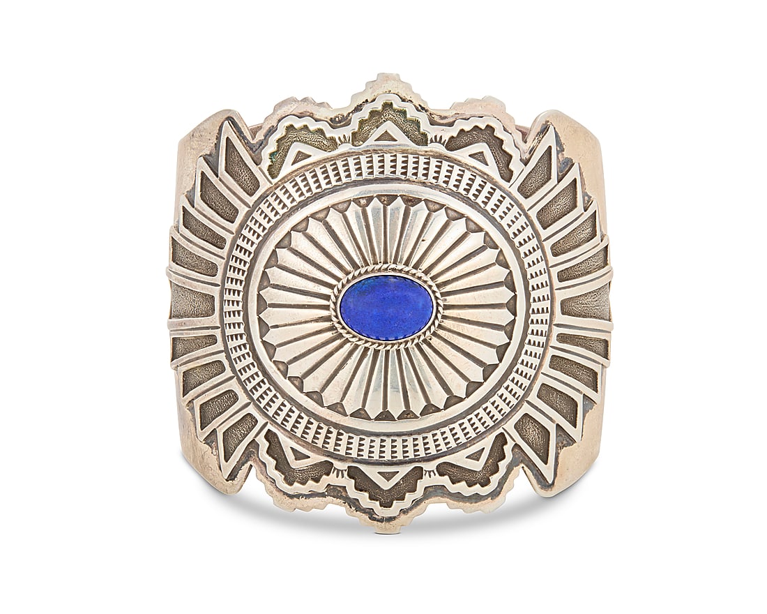 A Gary Reeves Navajo sterling silver and lapis lazuli cuff bracelet (1 of 2)
