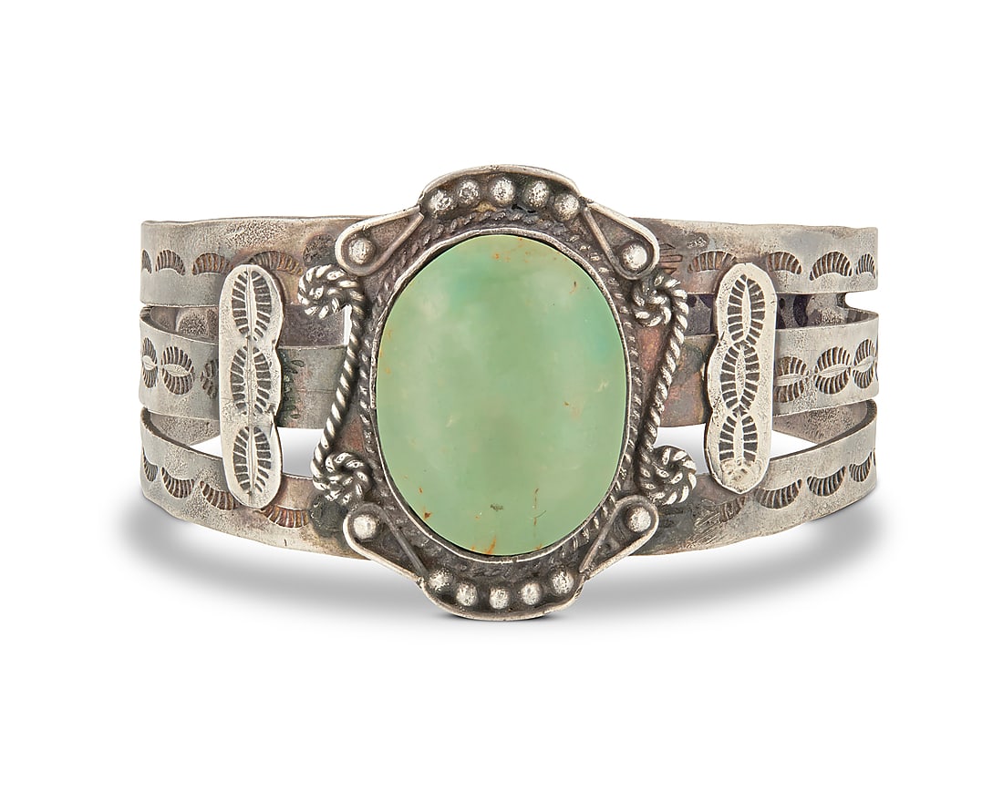 A Southwest sterling silver Fred Harvey style cuff bracelet (1 of 2)