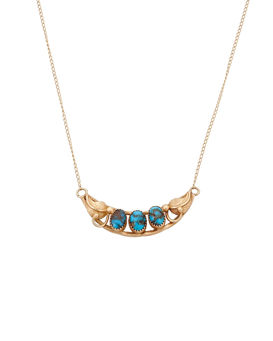 A George & Nusie Henry Navajo turquoise and 14K gold necklace (1 of 3)